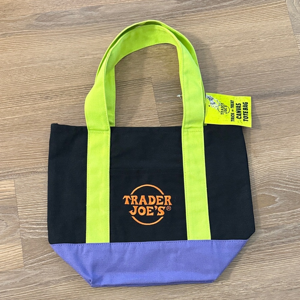 Trader Joe's Black and Purple Halloween Mini Tote Bag